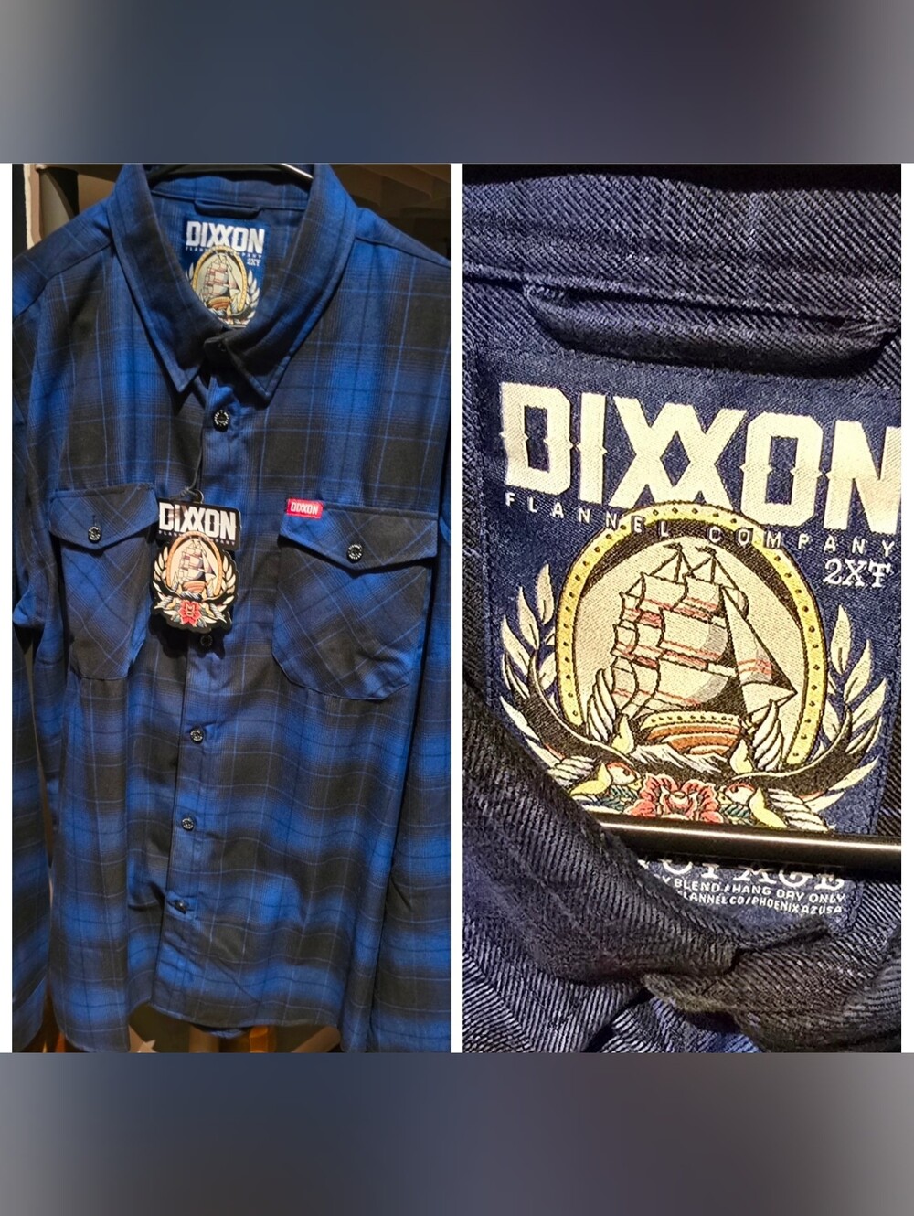 Dixxon Blue Plaid Flannel Shirt for Men